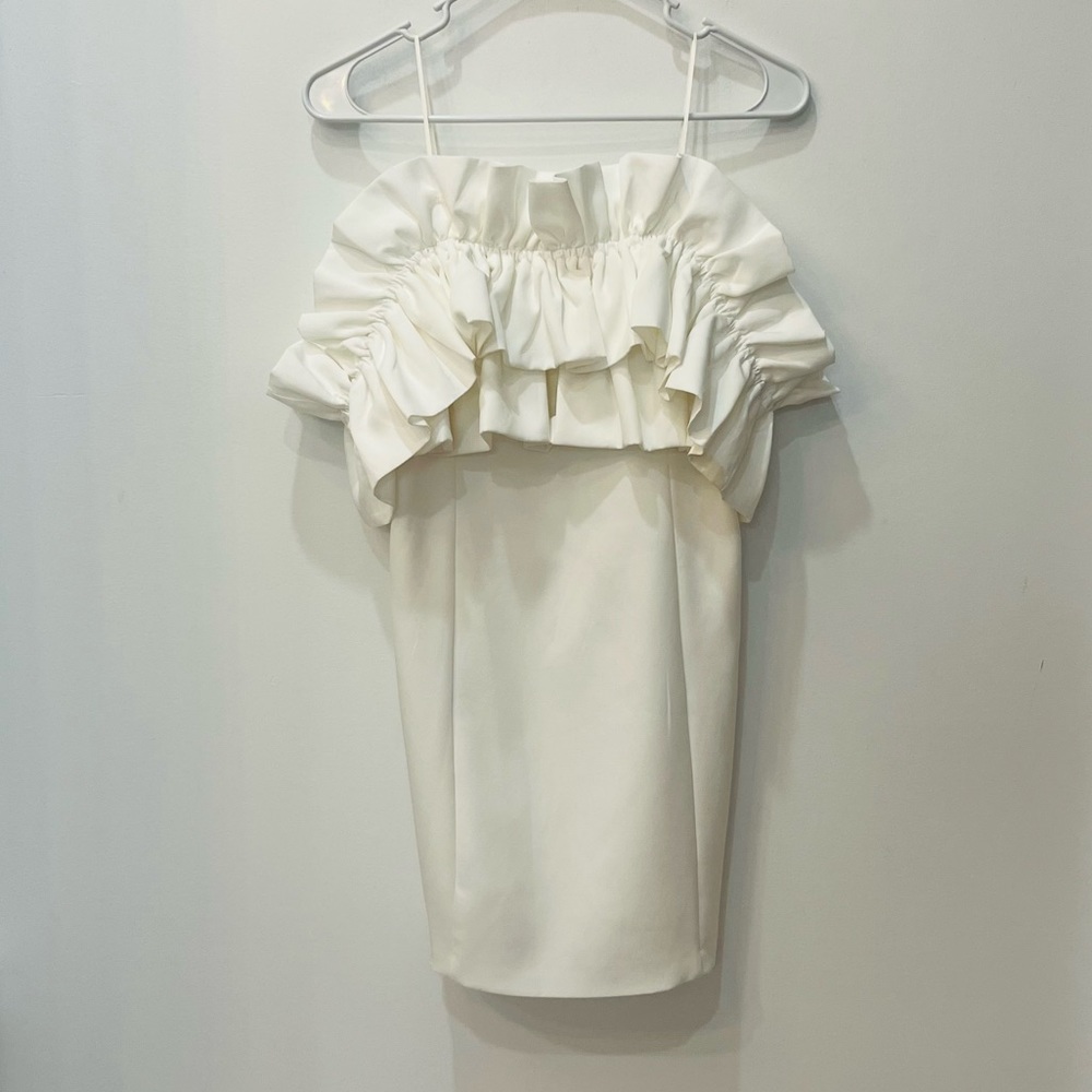 DO+BE boutique Off The Shoulder Ruffle Dress white size Large - Picture 2 of 8